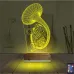 Korno Enstrüman Müzik 3D Lamba - Masa Gece Lambası