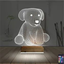 Köpek Çocuk Odası 3D Lamba - Masa Gece Lambası