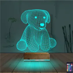 Köpek Çocuk Odası 3D Lamba - Masa Gece Lambası