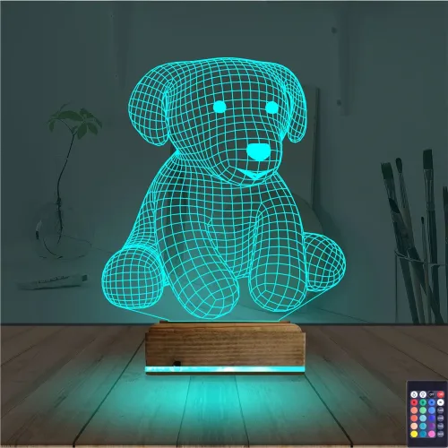 Köpek Çocuk Odası 3D Lamba - Masa Gece Lambası