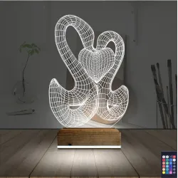 Kuğu 3D Lamba - Masa Gece Lambası