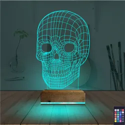 Kuru Kafa İskelet 3D Lamba - Masa Gece Lambası