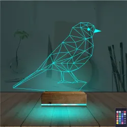 Kuş Kanarya Taraftar 3D Lamba - Masa Gece Lambası