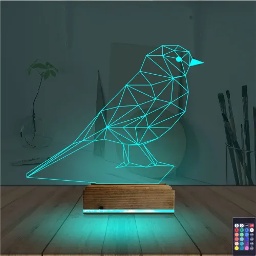 Kuş Kanarya Taraftar 3D Lamba - Masa Gece Lambası
