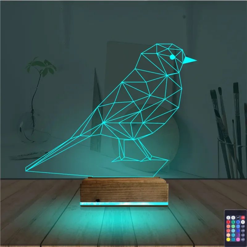 Kuş Kanarya Taraftar 3D Lamba - Masa Gece Lambası
