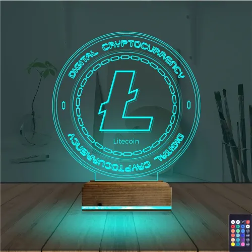 Crypto Lite Coin 3D Lamba - Masa Gece Lambası