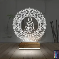 Mandala Yoga 3D Lamba - Masa Gece Lambası