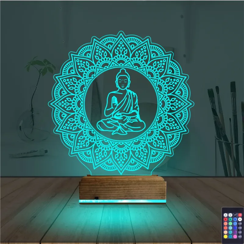 Mandala Yoga 3D Lamba - Masa Gece Lambası