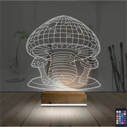Mantar Çocuk Odası 3D Lamba - Masa Gece Lambası
