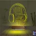 Dj Müzik Mikrofon Kulaklık 3D Lamba - Masa Gece Lambası