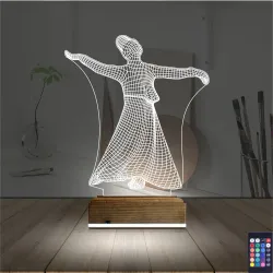 Semazen Mevlana 3D Lamba - Masa Gece Lambası