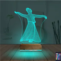 Semazen Mevlana 3D Lamba - Masa Gece Lambası