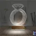 Tek Taş Yüzük Sevgiliye Hediye 3D Lamba - Masa Gece Lambası