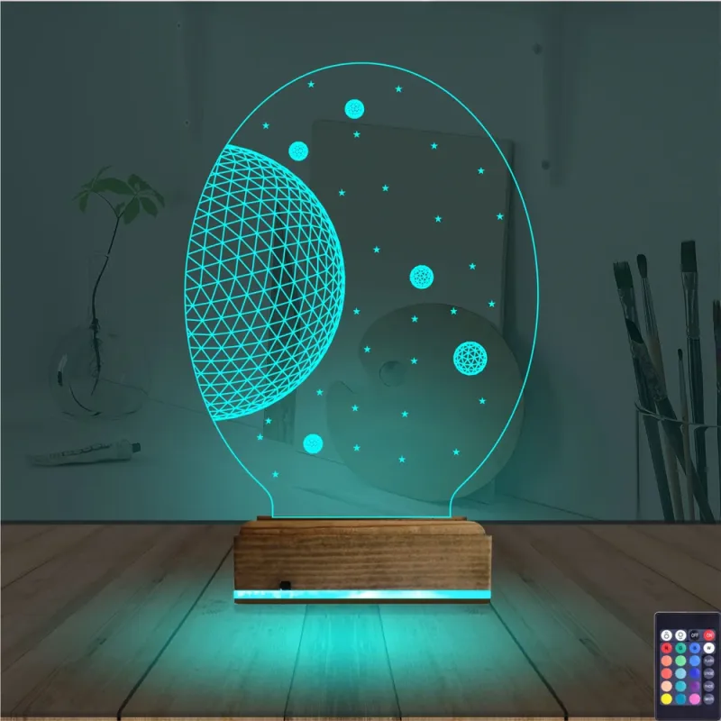 Uzay Gezegen 3D Lamba - Masa Gece Lambası