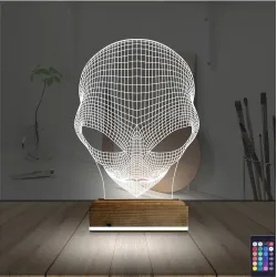 Uzaylı Alien 3D Lamba - Masa Gece Lambası