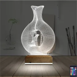 Minimalist Vazo Kuş 3D Lamba - Masa Gece Lambası