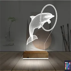 Yunus Balığı Çember 3D Lamba - Masa Gece Lambası