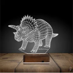 Dinozor Anchiceratops 3D Lamba - Masa Gece Lambası