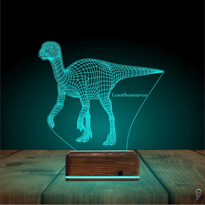 Dinozor Lesothosaurus 3D Lamba - Masa Gece Lambası