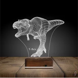 Dinozor T-rex 3D Lamba - Masa Gece Lambası