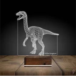 Dinozor Velociraptor 3D Lamba - Masa Gece Lambası