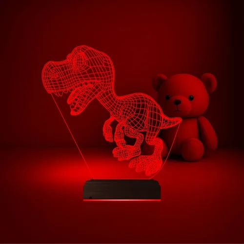 Sevimli Dinozor 3D Lamba - Masa Gece Lambası