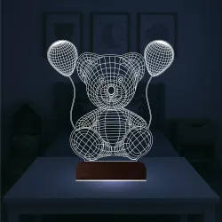 Ayıcık Balon Kurtlama 3D Lamba - Masa Gece Lambası