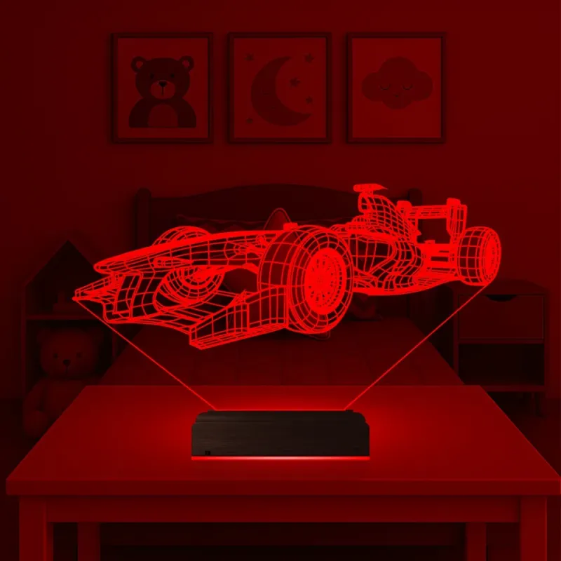 Formula Yarış Arabası 3D Lamba - Masa Gece Lambası