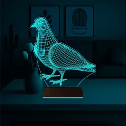 Güvercin Kuş 3D Lamba - Masa Gece Lambası