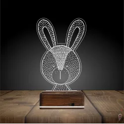 Tavşan Çocuk Odası 3D Lamba - Masa Gece Lambası