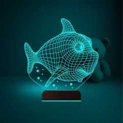 Balık Çocuk Odası 3D Lamba - Masa Gece Lambası
