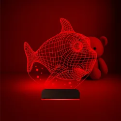 Balık Çocuk Odası 3D Lamba - Masa Gece Lambası