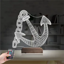 Denizci Çapa Kaptan 3D Lamba - Masa Gece Lambası
