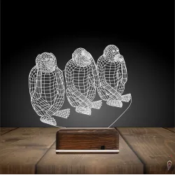 Üç Maymun 3D Lamba - Masa Gece Lambası
