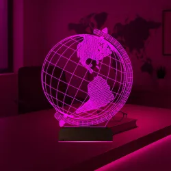 Dünya Globe Ofis Hediye 3D Lamba - Masa Gece Lambası
