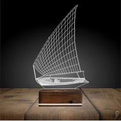Yelkenli Gemi Kaptan 3D Lamba - Masa Gece Lambası