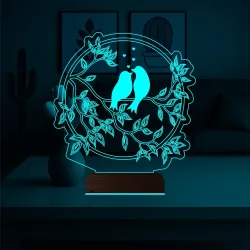 Dekoratif Kuş Ağaç 3D Lamba - Masa Gece Lambası