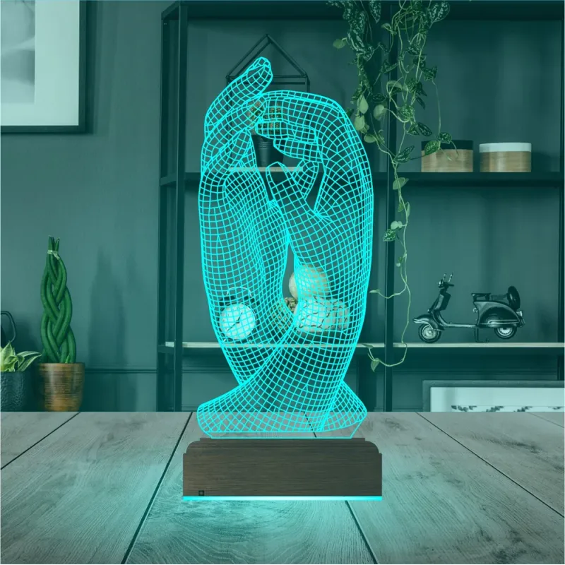Elele Sevgiliye Hediye 3D Lamba - Masa Gece Lambası