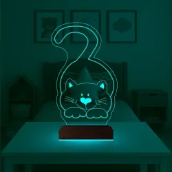 Kedi Kedicik Çocuk Odası 3D Lamba - Masa Gece Lambası