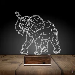 Fil Polygonal 3D Lamba - Masa Gece Lambası