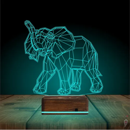 Fil Polygonal 3D Lamba - Masa Gece Lambası