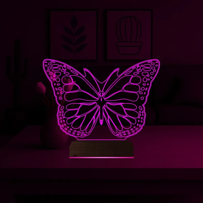 Kelebek 3D Lamba - Masa Gece Lambası