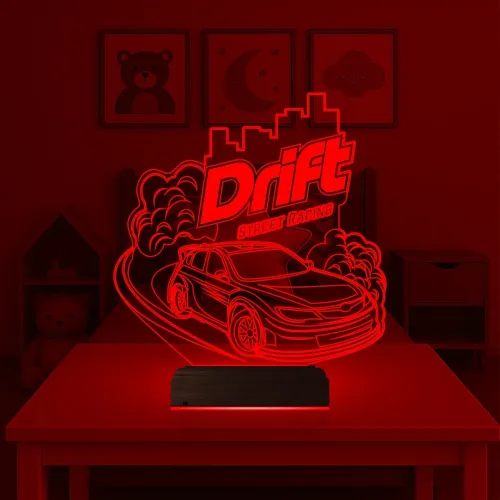 Drift Yarış Arabası 3D Lamba - Masa Gece Lambası