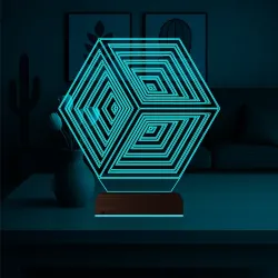 Geometrik Küp 3D Lamba - Masa Gece Lambası