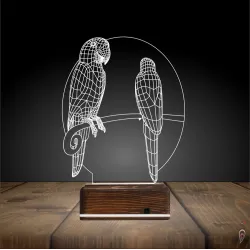 Papağan Kuş 3D Lamba - Masa Gece Lambası