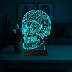 Kuru Kafa İskelet 3D Lamba - Masa Gece Lambası