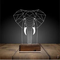 Fil Polygonal 3D Lamba - Masa Gece Lambası
