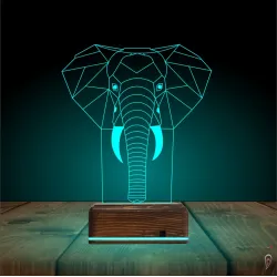 Fil Polygonal 3D Lamba - Masa Gece Lambası