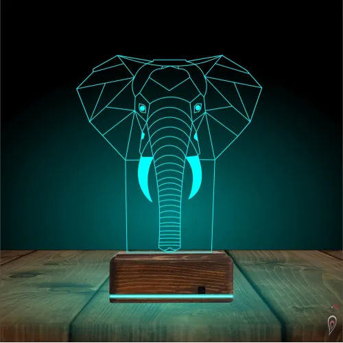 Fil Polygonal 3D Lamba - Masa Gece Lambası