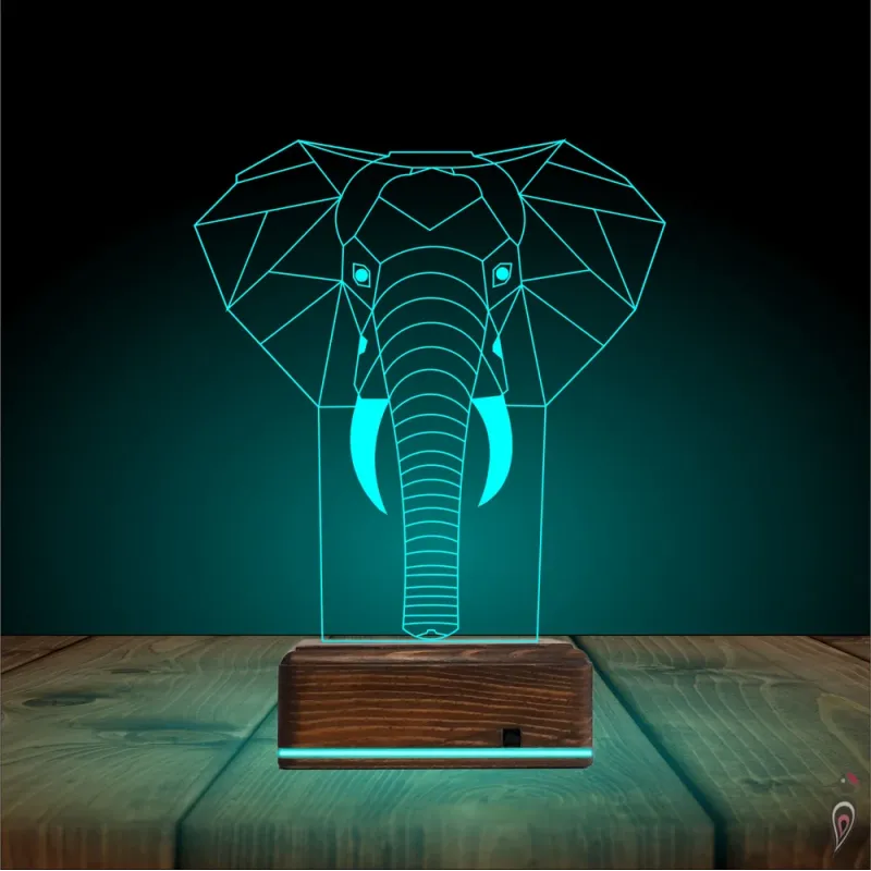 Fil Polygonal 3D Lamba - Masa Gece Lambası